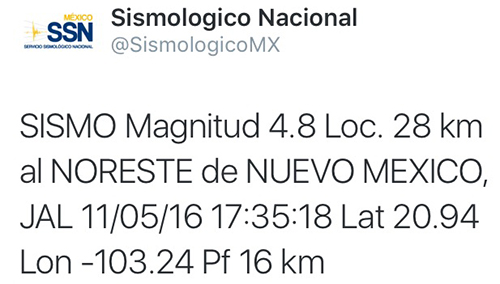 Sacude sismo de 4.8 grados Guadalajara