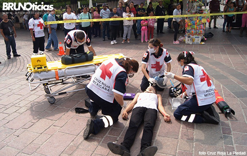 Cruz Roja La Piedad realiza simulacro en la plaza