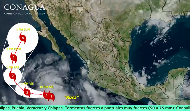 Causa huracán Rosa tormentas fuertes en el occidente de México