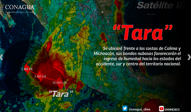 Se forma tormenta tropical Tara frente a las costas de Colima y Michoacán