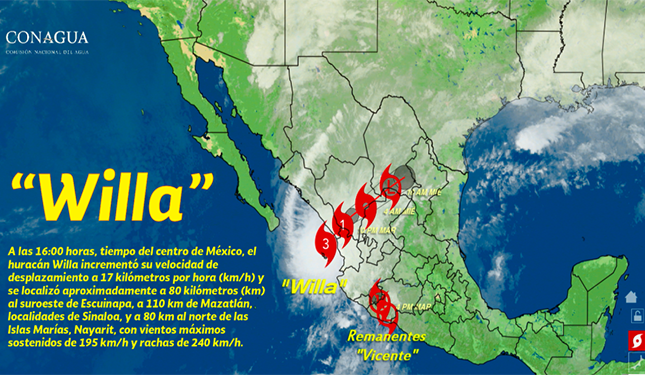 Willa tocará tierra a las 1900 horas entre Nayarit y Sinaloa; listos protocolos
