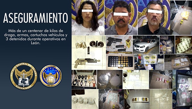En León aseguran 100 kg de drogas, armas y vehículos