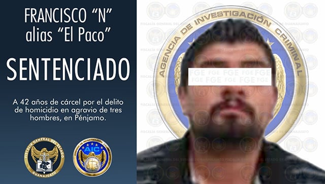 Le dan 42 años de cárcel a “El Paco” multihomicida de Pénjamo