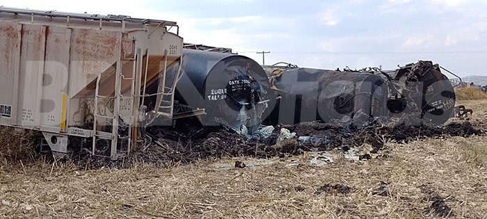 Descarrilamiento del tren en Pénjamo provoca derrame