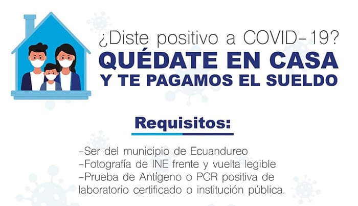 Pagará municipio sueldo a  enfermos de COVID-19 en Ecuandureo